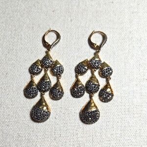 Sterling Silver Vermeil Marcasite Teardrop Chandelier Lever Back Earrings